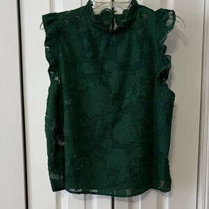 SHEIN Dark Green Ruffled Blouse